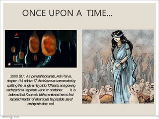 ONCE UPON A TIME...
Wednesday, 4 June 2
3000 BC : As perMahabharata,Adi Parva,
chapter 114,shloka17, theKauravawerecreated...