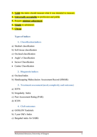 Orthodontic Indecis For Orthodontists By Almuzian