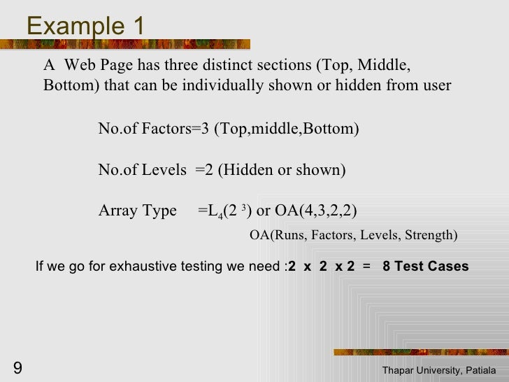 Orthogonal array testing