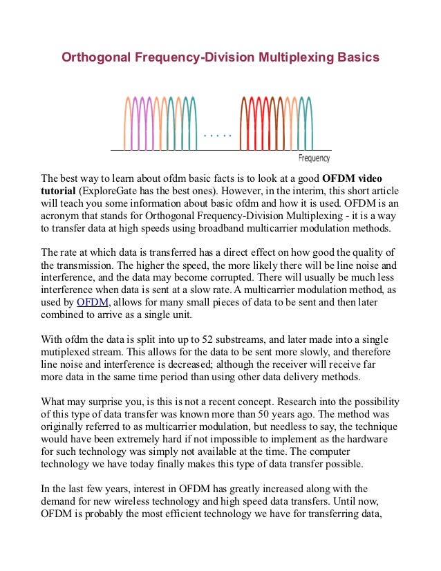 Orthogonal FrequencyDivision Multiplexing Basics