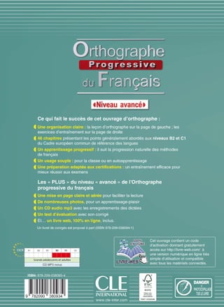 orthographe progressive niveau avancé