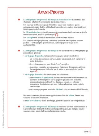 orthographe progressive niveau avancé