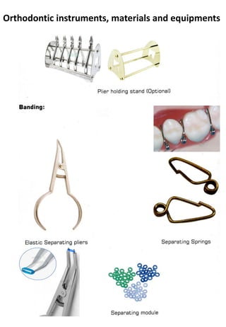 Orthodontic instruments, materials and equipments
 