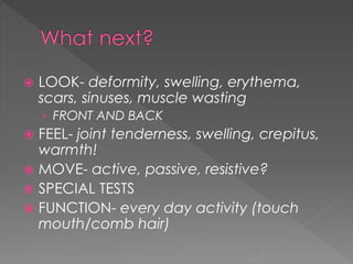 Orthopaedic examination elbow and knee | PPTX