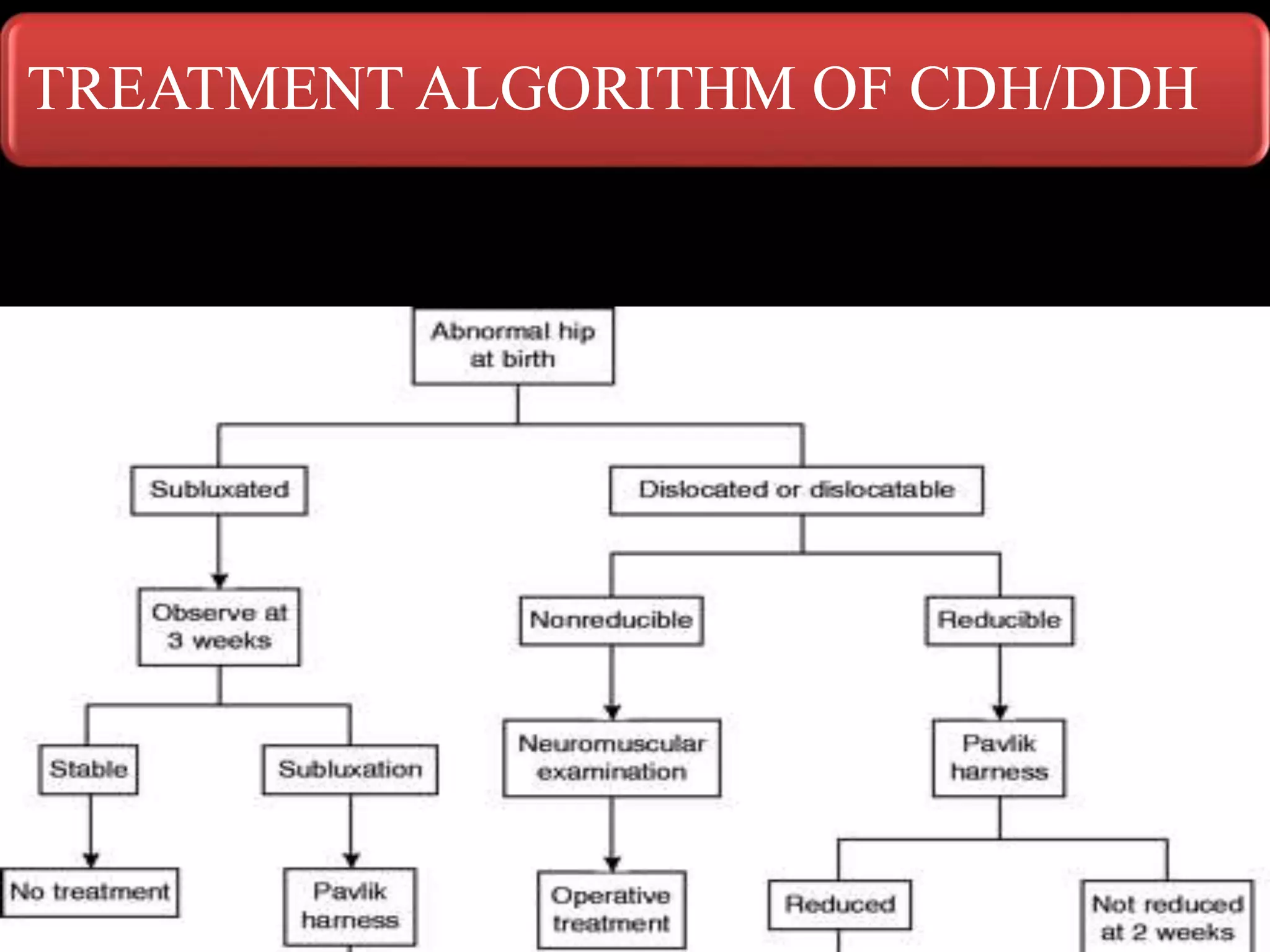 TREATMENT ALGORITHM OF CDH/DDH
 
