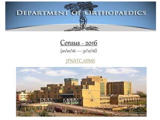 Census– 2016
(01/01/16 ---- 31/12/16)
JPNATC,AIIMS
 
