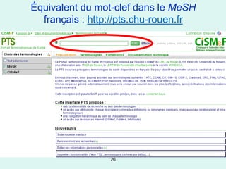 Équivalent du mot-clef dans le MeSH
  français : http://pts.chu-rouen.fr




                 26
 