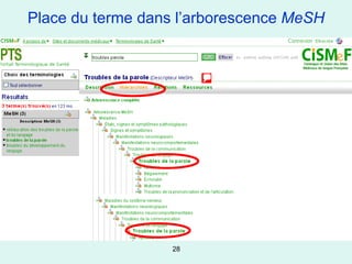 Place du terme dans l’arborescence MeSH




                   28
 