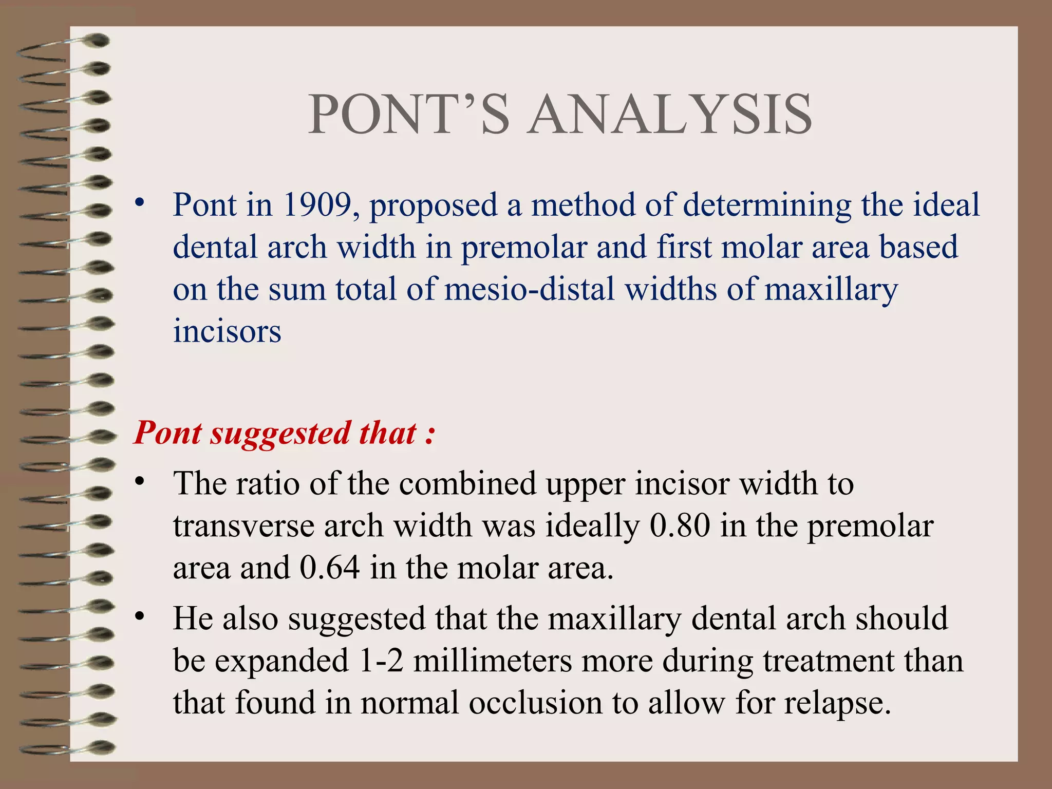 Pont Model Analysis Inference Orthodontic Study Model Analysis | PPT