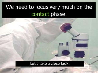 We need to focus very much on the
         contact phase.




         Let’s take a close look.
 