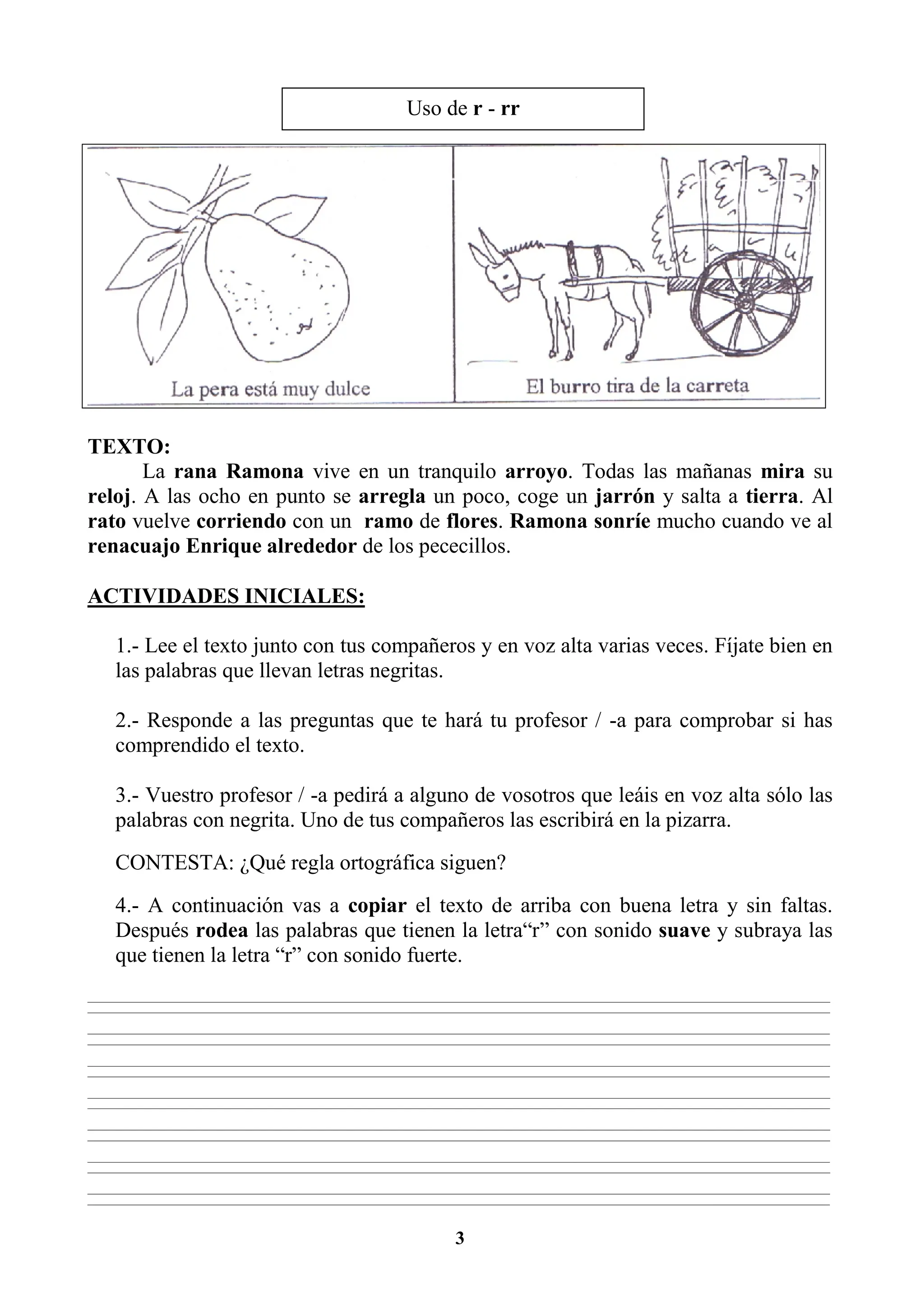 EJERCICIOS DE ORTOGRAFÍA Y GRAMATICA 3RO | PDF