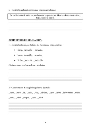EJERCICIOS DE ORTOGRAFÍA Y GRAMATICA 3RO | PDF