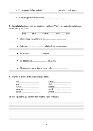 EJERCICIOS DE ORTOGRAFÍA Y GRAMATICA 3RO | PDF