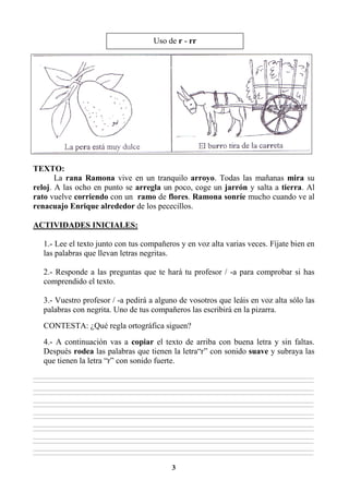 EJERCICIOS DE ORTOGRAFÍA Y GRAMATICA 3RO | PDF