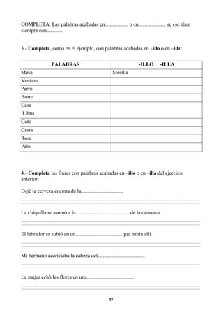 EJERCICIOS DE ORTOGRAFÍA Y GRAMATICA 3RO | PDF