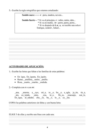 EJERCICIOS DE ORTOGRAFÍA Y GRAMATICA 3RO | PDF