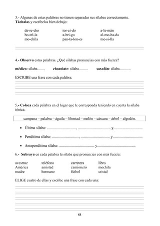 EJERCICIOS DE ORTOGRAFÍA Y GRAMATICA 3RO | PDF