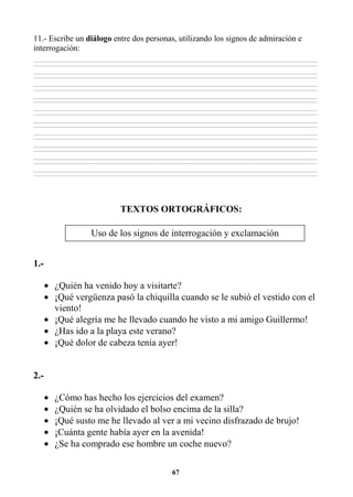 EJERCICIOS DE ORTOGRAFÍA Y GRAMATICA 3RO | PDF