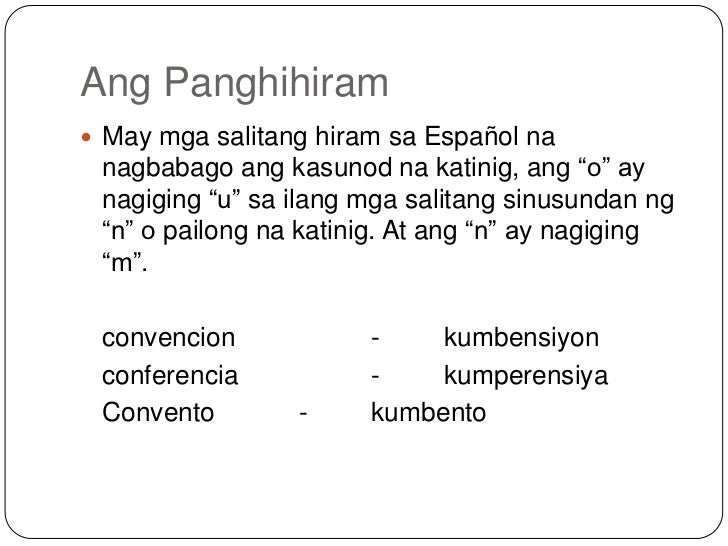 Ano Ang Mga Salitang Hiram Halimbawa