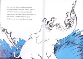 Non ha ancora finito di parlare commosso
che tre scimmie dall'alto gli si buttano addossol
I Fratelli Macachi vanno urlando: 'Alé! Alé!
Qlresto Ortone che parla con tn Chi che non c'è!
Non esistono i Cbil Ed n Sindaco poil...
Ora basta, con queste sciocchezze ci annoi!,,.
'*-/V
V
 