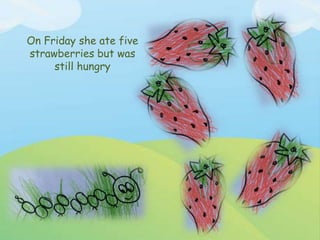 On Friday she ate five
strawberries but was
still hungry
 