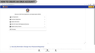 Orus Software ORUS REGISTRATION (TIN, ID, NBR) tutorial on how to use ORUS | PPTX