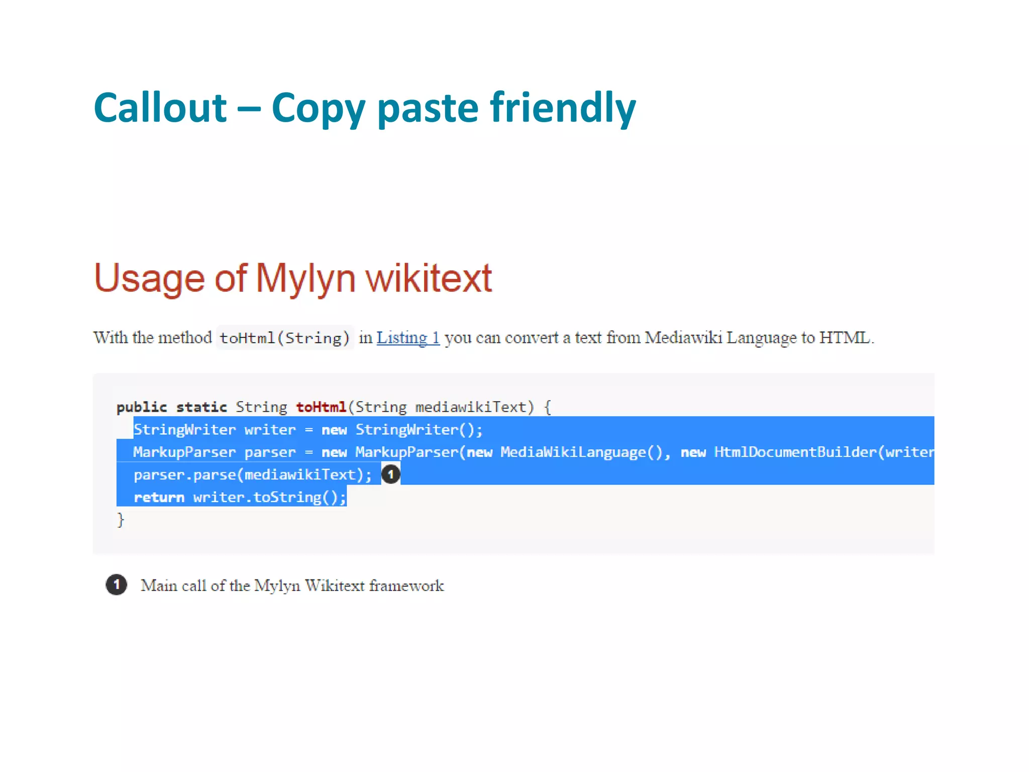 Callout – Copy paste friendly 