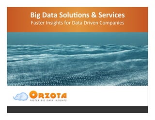 Big	Data	Solu,ons	&	Services	
Faster	Insights	for	Data	Driven	Companies	
 