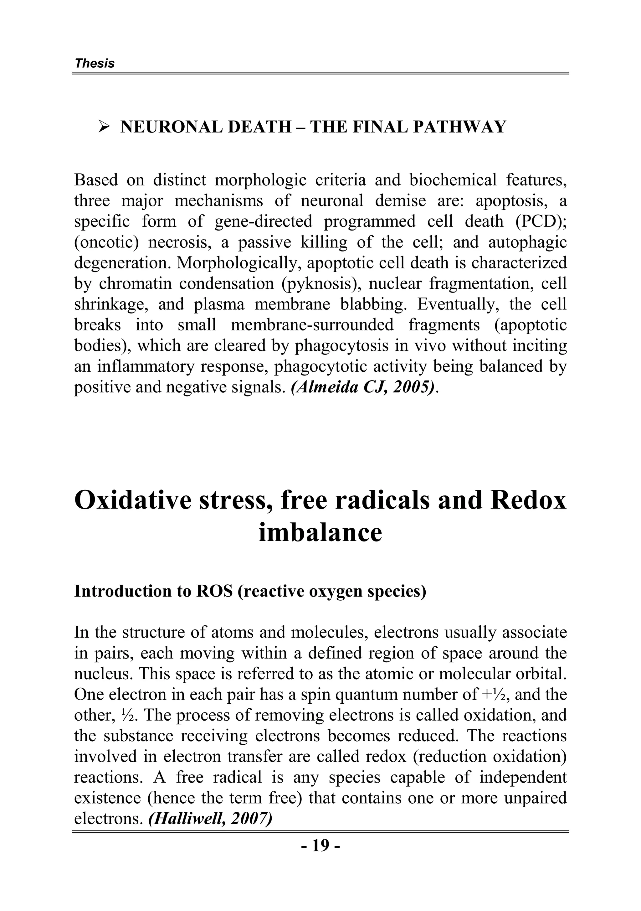 Thesis section: Role of Oxidative Stress in the pathogenesis of ...