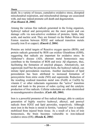Thesis section: Role of Oxidative Stress in the pathogenesis of ...