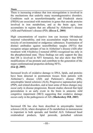 Thesis section: Role of Oxidative Stress in the pathogenesis of ...