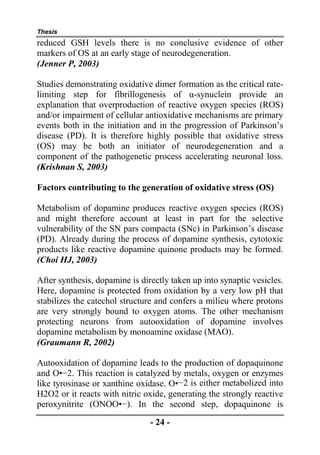 Thesis section: Role of Oxidative Stress in the pathogenesis of ...