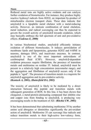Thesis section: Role of Oxidative Stress in the pathogenesis of ...