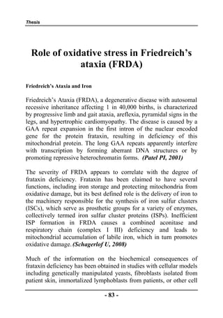 Thesis section: Role of Oxidative Stress in the pathogenesis of ...