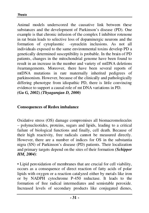 Oxidative stress phd thesis