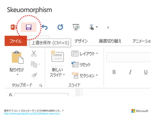 Skeuomorphism

http://memo.goodpatch.co/2013/04/about-save-icon/

 