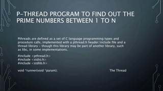 P-Threads | PPTX | Programming Languages | Computing
