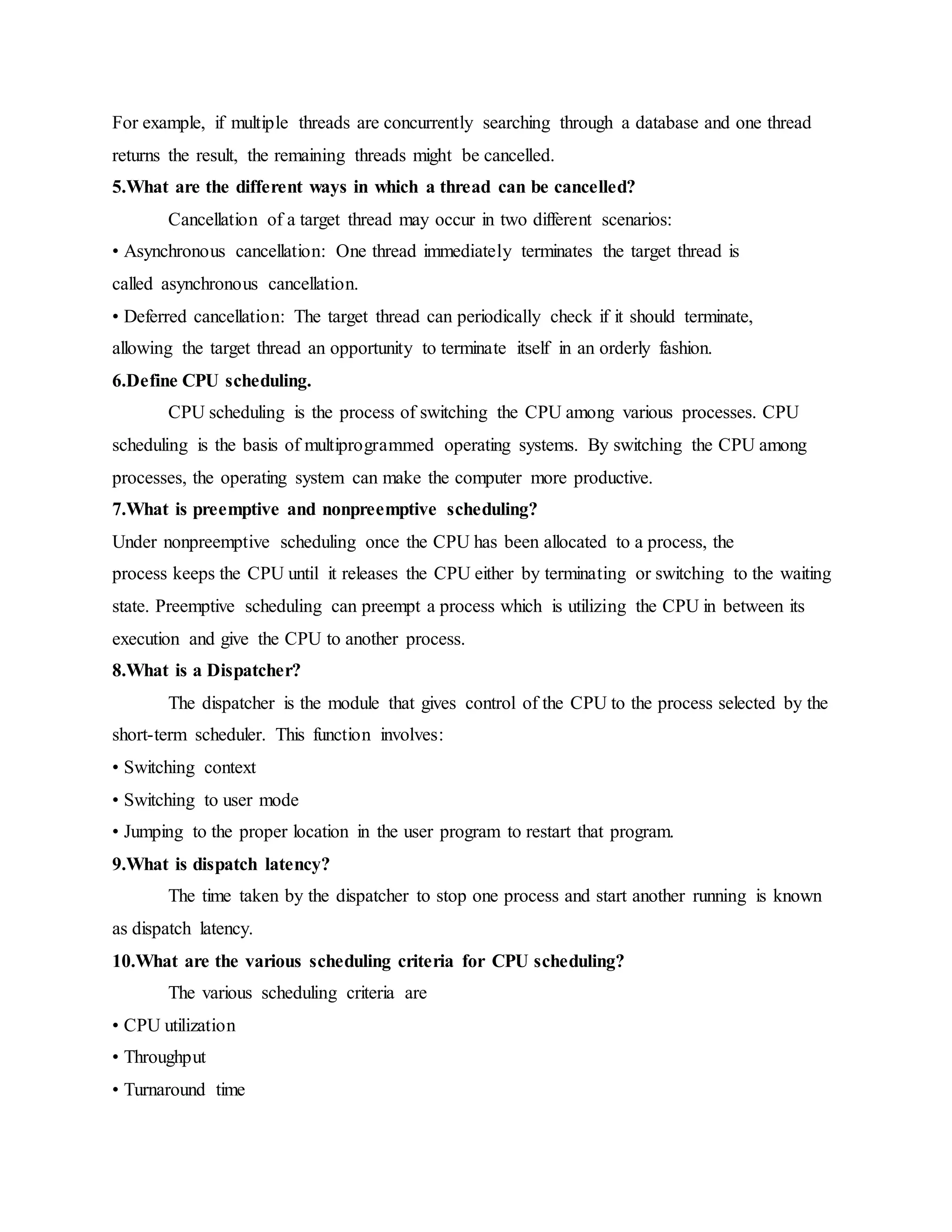 OPERATING SYSTEM - SHORT NOTES | PDF