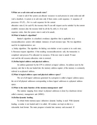 OPERATING SYSTEM - SHORT NOTES | DOC