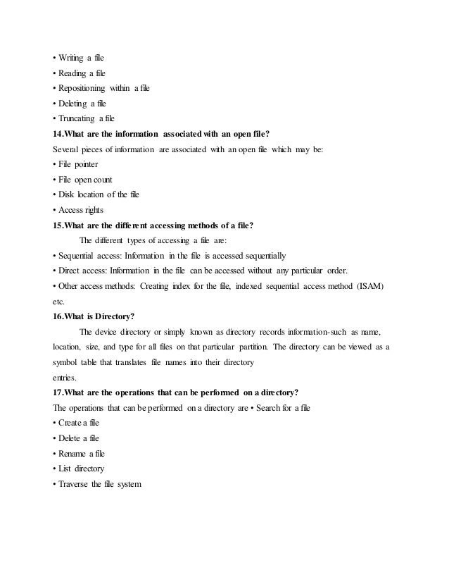 OPERATING SYSTEM SHORT NOTES