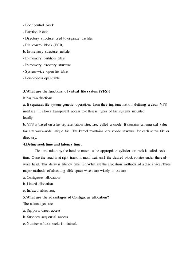 OPERATING SYSTEM SHORT NOTES