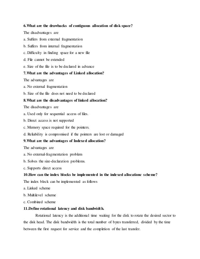 OPERATING SYSTEM SHORT NOTES