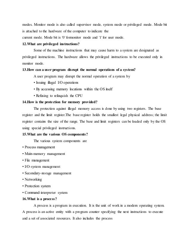 OPERATING SYSTEM - SHORT NOTES