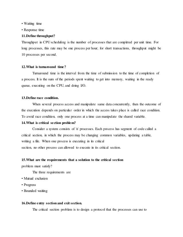 OPERATING SYSTEM SHORT NOTES