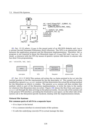 7.5 Ext2 File System
- clear the bit in inode bitmap
3. Return all the disk blocks to the pool of free disk blocks
- clear the bits in block bitmap
What if crash occurs between 1 and 2, or between 2 and 3?
Suppose that the ﬁrst step is completed and then the system crashes. The i-node and ﬁle
blocks will not be accessible from any ﬁle, but will also not be available for reassignment;
they are just oﬀ in limbo somewhere, decreasing the available resources. If the crash
occurs after the second step, only the blocks are lost.
If the order of operations is changed and the i-node is released ﬁrst, then after reboot-
ing, the i-node may be reassigned, but the old directory entry will continue to point to it,
hence to the wrong ﬁle. If the blocks are released ﬁrst, then a crash before the i-node
is cleared will mean that a valid directory entry points to an i-node listing blocks now in
the free storage pool and which are likely to be reused shortly, leading to two or more
ﬁles randomly sharing the same blocks. None of these outcomes are good[19, Sec. 4.3.6,
Journaling File Systems].
See also: [17, Sec. 15.7.3, Journaling].
Journaling File Systems
Keep a log of what the ﬁle system is going to do before it does it
• so that if the system crashes before it can do its planned work, upon rebooting the
system can look in the log to see what was going on at the time of the crash and ﬁnish
the job.
• NTFS, EXT3, and ReiserFS use journaling among others
7.5 Ext2 File System
References:
• [15, The Second Extented File System]
• [17, Sec. 15.7, File Systems]
• [16, Chap. 9, The File System]
• [4, Design and Implementation of the Second Extended Filesystem]
• [13, Analyzing a ﬁlesystem]
7.5.1 Ext2 File System Layout
Ext2 File System
Physical Layout
+------------+---------------+---------------+--//--+---------------+
| Boot Block | Block Group 0 | Block Group 1 | | Block Group n |
+------------+---------------+---------------+--//--+---------------+
__________________________/ _____________
/ 
+-------+-------------+------------+--------+-------+--------+
| Super | Group | Data Block | inode | inode | Data |
| Block | Descriptors | Bitmap | Bitmap | Table | Blocks |
+-------+-------------+------------+--------+-------+--------+
1 blk n blks 1 blk 1 blk n blks n blks
136
 