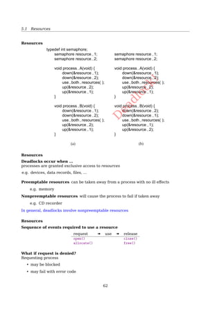 4.9 Linux Scheduling
up to 2.4: The scheduling algorithm used in earlier versions of Linux was quite simple
and straightforward: at every process switch the kernel scanned the list of runnable
processes, computed their priorities, and selected the ”best” process to run. The
main drawback of that algorithm is that the time spent in choosing the best pro-
cess depends on the number of runnable processes; therefore, the algorithm is too
costly, that is, it spends too much time in high-end systems running thousands of
processes[2, Sec. 7.2, The Scheduling Algorithm].
No true SMP all processes share the same run-queue
Cold cache if a process is re-scheduled to another CPU
Completely Fair Scheduler (CFS)
For a perfect (unreal) multitasking CPU
• n runnable processes can run at the same time
• each process should receive 1
n of CPU power
For a real world CPU
• can run only a single task at once — unfair
while one task is running
the others have to wait
• p-wait_runtime is the amount of time the task should now run on the CPU for it
becomes completely fair and balanced.
on ideal CPU, the p-wait_runtime value would always be zero
• CFS always tries to run the task with the largest p-wait_runtime value
See also: Discussing the Completely Fair Scheduler6
CFS
In practice it works like this:
• While a task is using the CPU, its wait_runtime decreases
wait_runtime = wait_runtime - time_running
if: its wait_runtime ̸= MAXwait_runtime (among all processes)
then: it gets preempted
• Newly woken tasks (wait_runtime = 0) are put into the tree more and more to the
right
• slowly but surely giving a chance for every task to become the “leftmost task” and
thus get on the CPU within a deterministic amount of time
References
[1] Wikipedia. Scheduling (computing) — Wikipedia, The Free Encyclopedia. [Online;
accessed 21-February-2015]. 2015.
6http://kerneltrap.org/node/8208
62
 