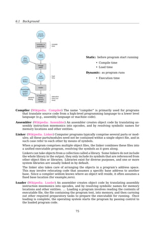 6.1 Background
Registers that are built into the CPU are generally accessible within one
e of the CPU clock. Most CPUs can decode instructions and perform simple
ations on register contents at the rate of one or more operations per
k tick. The same cannot be said of main memory, which is accessed via
ansaction on the memory bus. Completing a memory access may take
y cycles of the CPU clock. In such cases, the processor normally needs
all, since it does not have the data required to complete the instruction
it is executing. This situation is intolerable because of the frequency of
mory accesses. The remedy is to add fast memory between the CPU and
operating
system
0
256000
300040 300040
base
120900
limit
420940
880000
1024000
process
process
process
Figure 7.1 A base and a limit register deﬁne a logical address space.
A pair of base and limit registers deﬁne
the logical address space
JMP 28
«
JMP 300068
Memory Protection
Base and limit registers
system from access by user processes and, in addition, to protect user processes
from one another. This protection must be provided by the hardware. It can be
implemented in several ways, as we shall see throughout the chapter. In this
section, we outline one possible implementation.
We ﬁrst need to make sure that each process has a separate memory space.
To do this, we need the ability to determine the range of legal addresses that
the process may access and to ensure that the process can access only these
legal addresses. We can provide this protection by using two registers, usually
a base and a limit, as illustrated in Figure 7.1. The base register holds the
smallest legal physical memory address; the limit register speciﬁes the size of
the range. For example, if the base register holds 300040 and the limit register is
120900, then the program can legally access all addresses from 300040 through
420939 (inclusive).
Protection of memory space is accomplished by having the CPU hardware
compare every address generated in user mode with the registers. Any attempt
by a program executing in user mode to access operating-system memory or
other users’ memory results in a trap to the operating system, which treats the
attempt as a fatal error (Figure 7.2). This scheme prevents a user program from
(accidentally or deliberately) modifying the code or data structures of either
the operating system or other users.
The base and limit registers can be loaded only by the operating system,
which uses a special privileged instruction. Since privileged instructions can
be executed only in kernel mode, and since only the operating system executes
in kernel mode, only the operating system can load the base and limit registers.
This scheme allows the operating system to change the value of the registers
but prevents user programs from changing the registers’ contents.
The operating system, executing in kernel mode, is given unrestricted
access to both operating system memory and users’ memory. This provision
allows the operating system to load users’ programs into users’ memory, to
base
memory
trap to operating system
monitor—addressing error
address yesyes
nono
CPU
base ϩ limit
≥ 
Figure 7.2 Hardware address protection with base and limit registers.
UNIX View of a Process’ Memory
max +------------------+
| Stack | Stack segment
+--------+---------+
| | |
| v |
| |
| ^ |
| | |
+--------+---------+
| Dynamic storage | Heap
|(from new, malloc)|
+------------------+
| Static variables |
| (uninitialized, | BSS segment
| initialized) | Data segment
+------------------+
| Code | Text segment
0 +------------------+
the size (text + data + bss) of
a process is established at
compile time
text: program code
data: initialized global and static data
bss: uninitialized global and static data
heap: dynamically allocated with malloc, new
stack: local variables
Stack vs. Heap
75
 