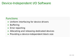 CPU
DMA
controller
Disk
controller
Main
memory
Buffer
1. CPU
programs
the DMA
controller
Interrupt when
done
2. DMA requests
transfer to memory 3. Data transferred
Bus
4. Ack
Address
Count
Control
Drive
Fig. 5-4. Operation of a DMA transfer.
380 / 397
 