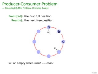 Producer-Consumer Problem
compiler Assembly
code assembler
Object
module loader
Process
wants
printing
file
Printer
daemon
75 / 397
 