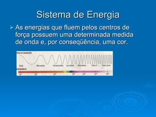 Sistema de Energia As energias que fluem pelos centros de força possuem uma determinada medida de onda e, por conseqüência, uma cor. 